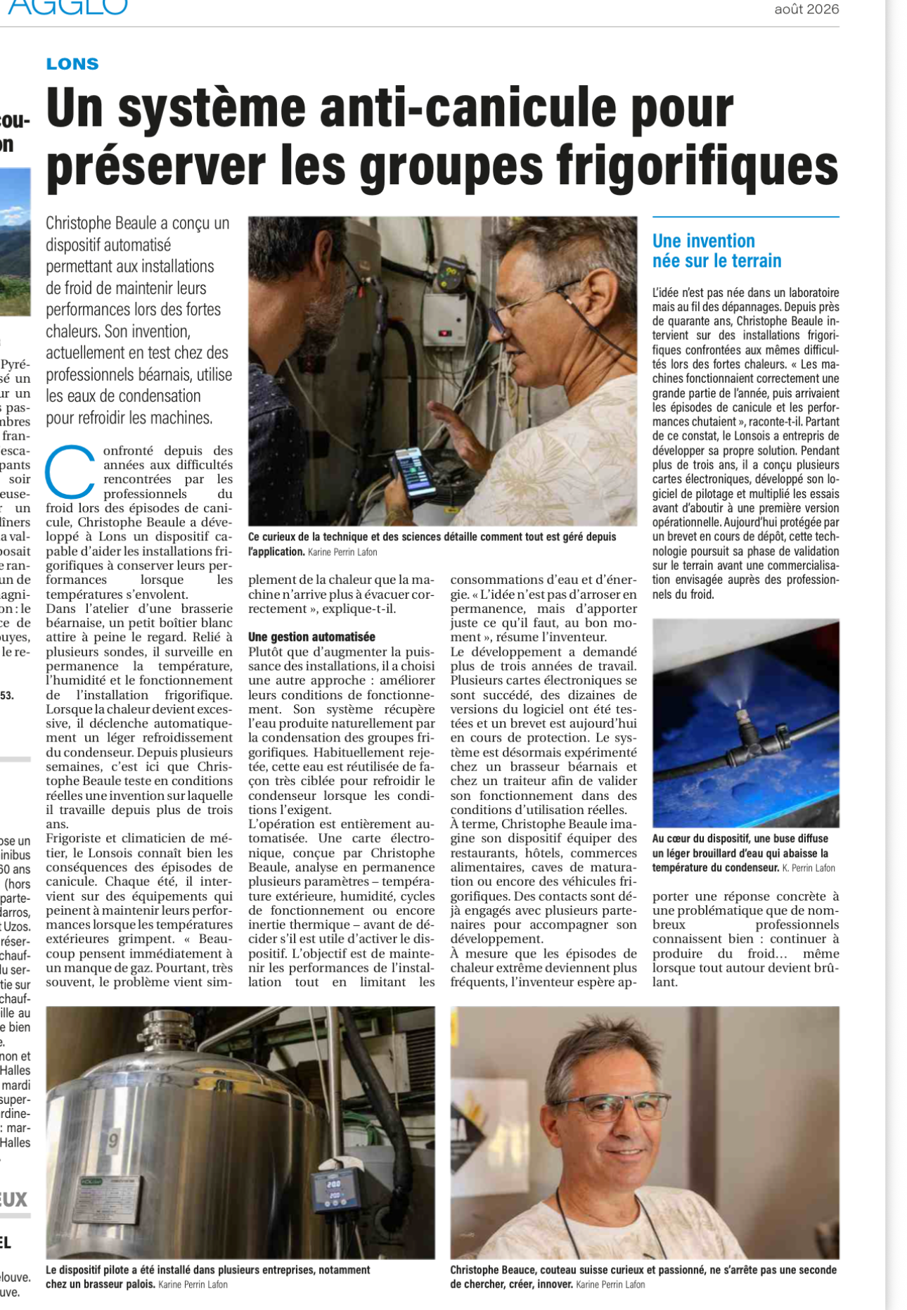 Article La République des Pyrénées sur Christophe Beaulé et le Kit Eco Cooling